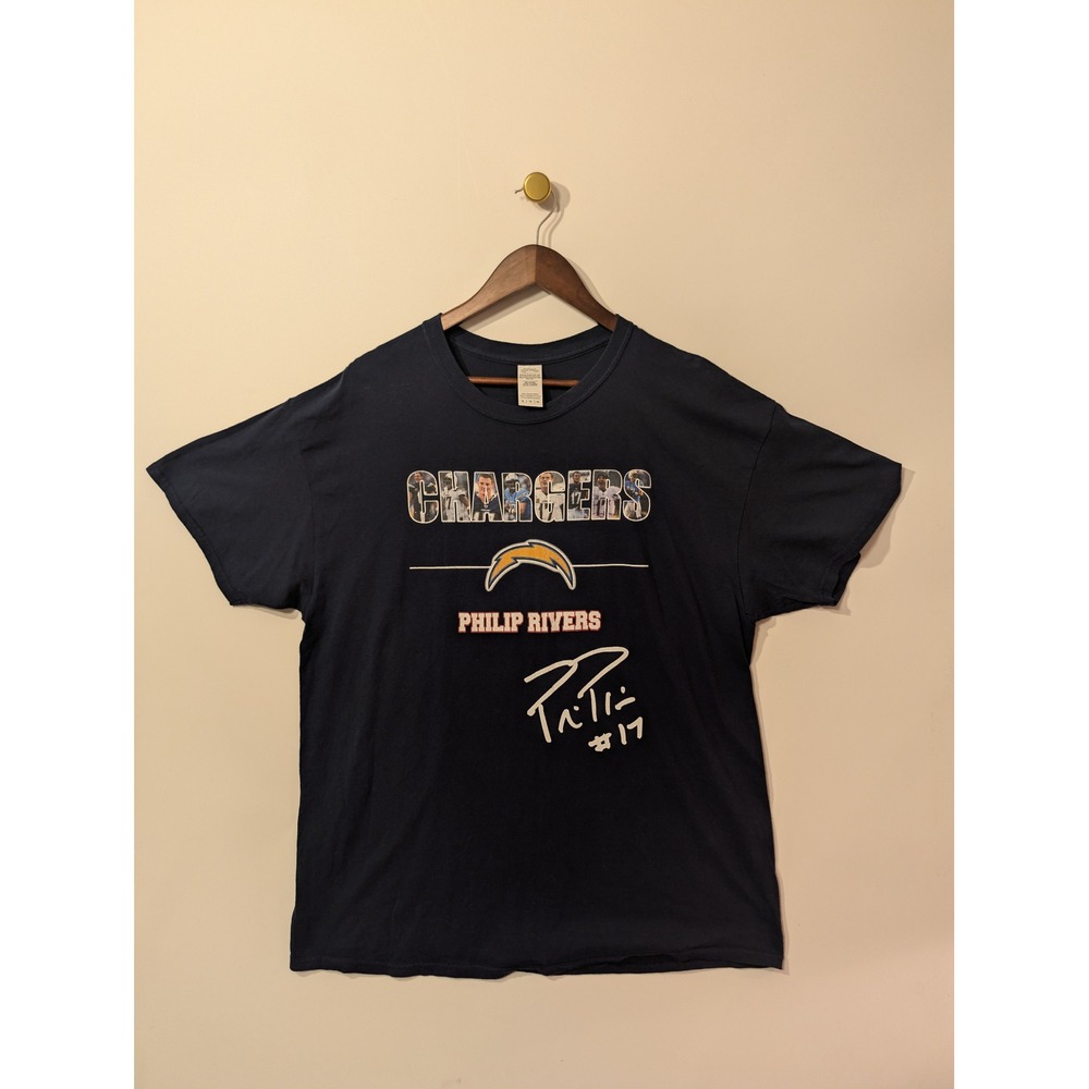 Gildan Philip Rivers Chargers T-Shirt Mens XL Navy Blue Excellent Graphic NFL